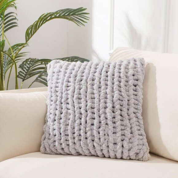 Other - 🪷NWOT Grey Chunky Knit Pillow Cover, 18" X 18"